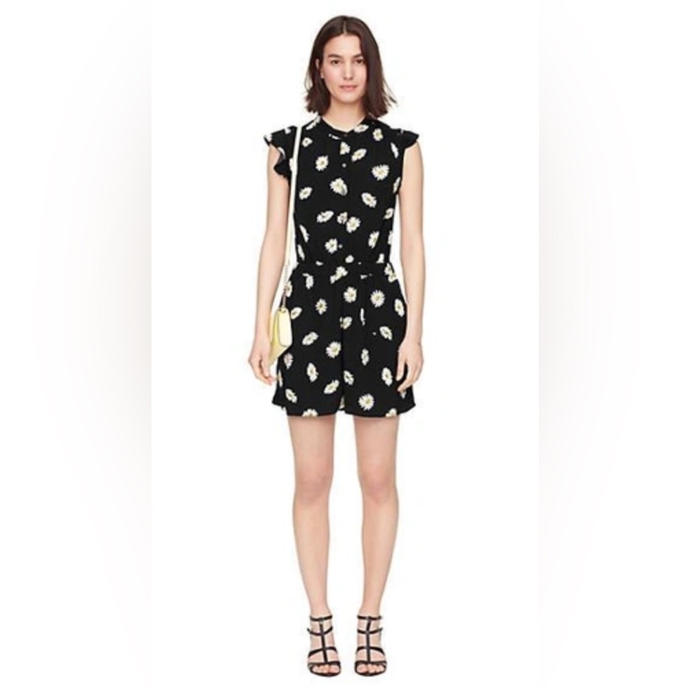 Kate Spade Black Floral Romper with Daisy Print